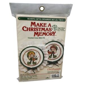 DMC 1984 Make A Christmas Memory Counted Cross Stitch Kit Ornament Set #3015 NEW